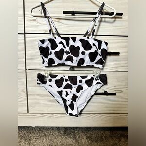 Romwe Cow Print Bikini Set Size L